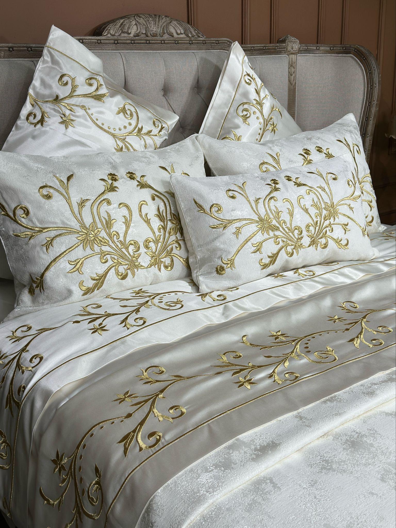 Krem Gergef Kadife Pike Nevresim Takımı