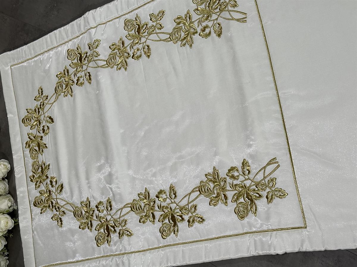 Krem Gold Goncagül Nakış Çeyizlik Tek Seccade