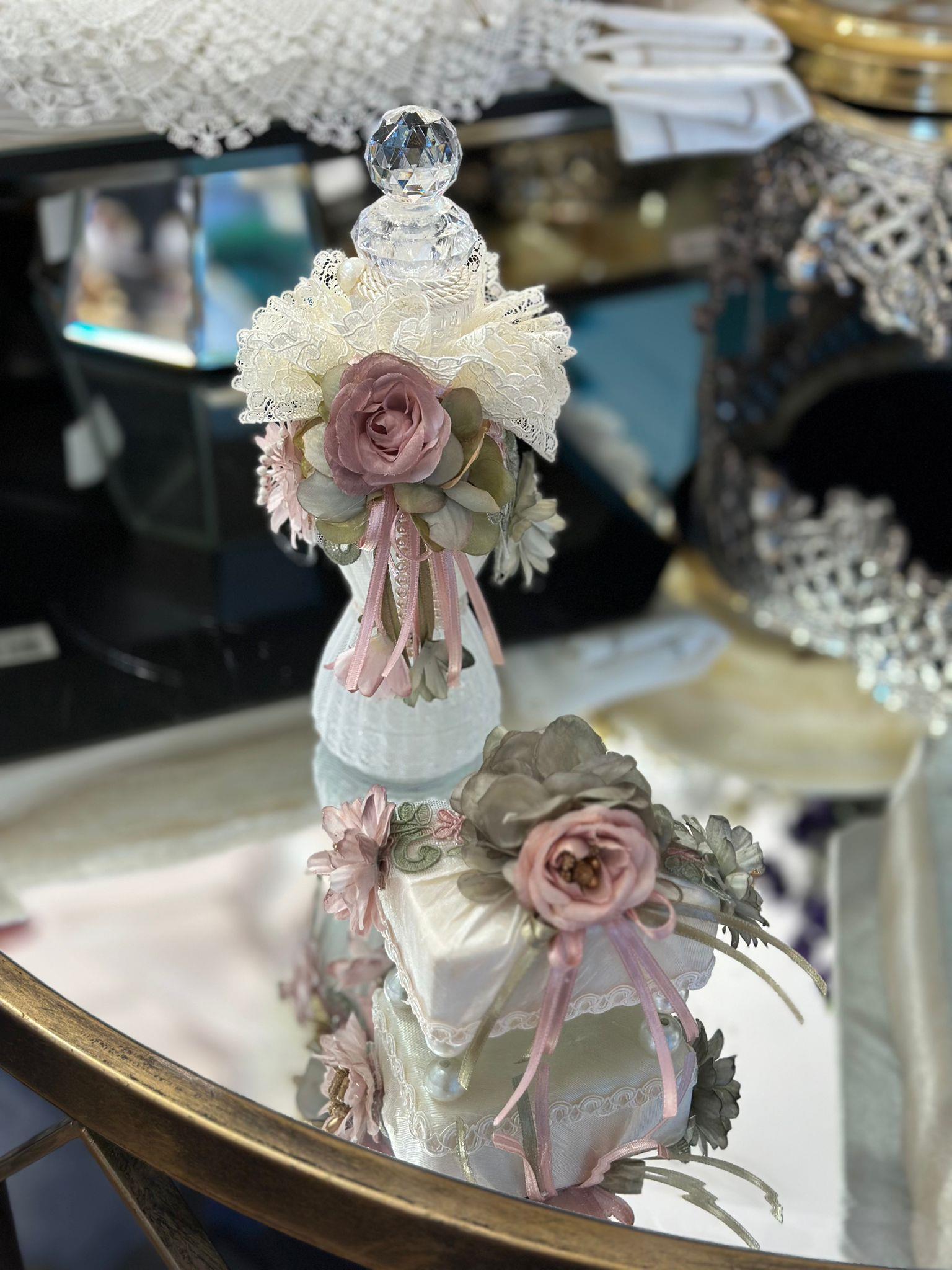 Krem Gül Kurusu Kolonya Şişesi