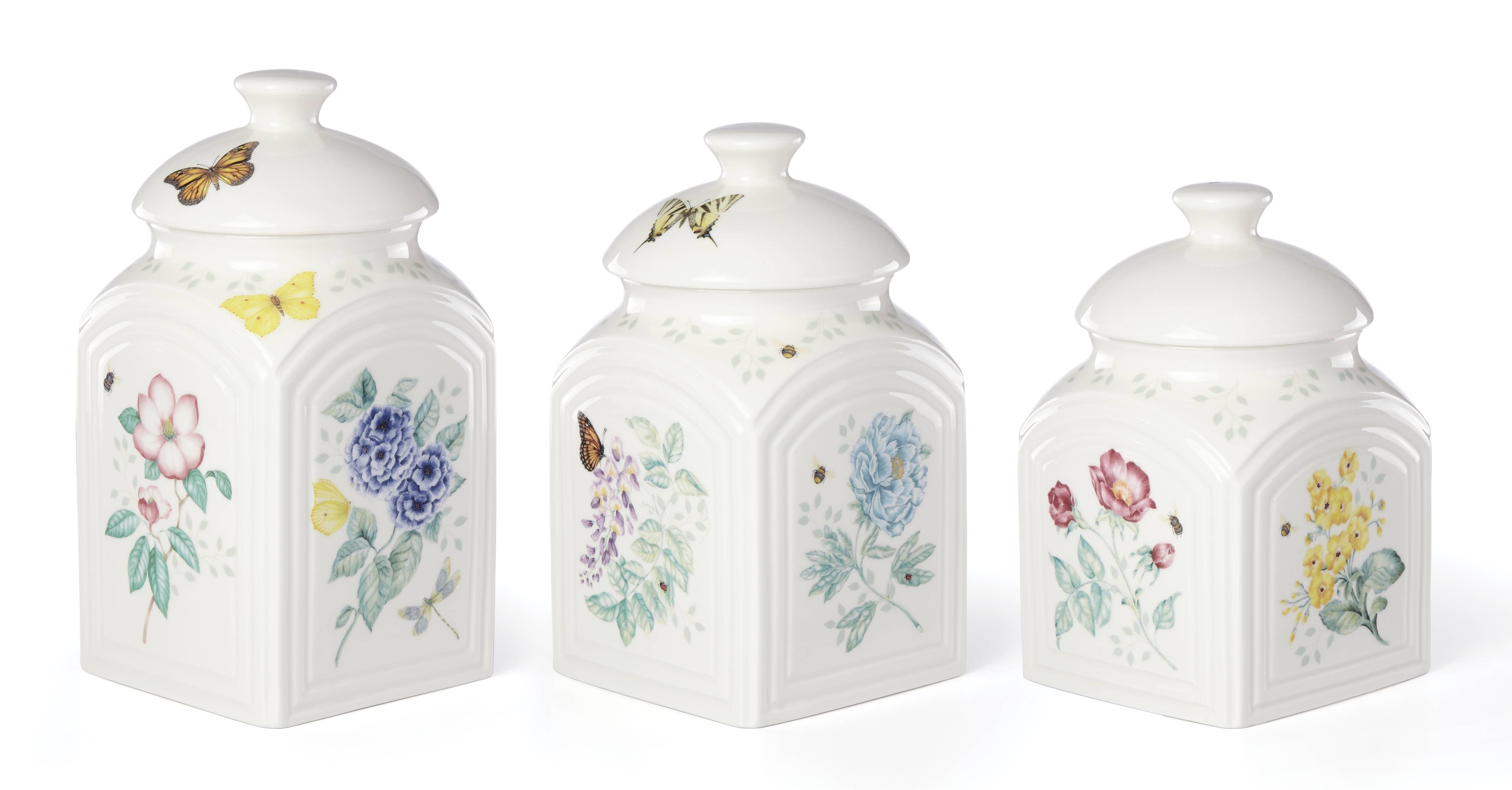 LENOX BUTTERFLY - KAVANOZ, 3'LU SET, KARE, 21,6 CM, 22,9 CM, 25,4 CM