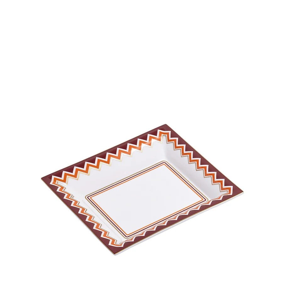 MISSONI ICONIC- TURUNCU BORDO DİKTÖRTGEN DEKORATİF TABAK 22X16 CM