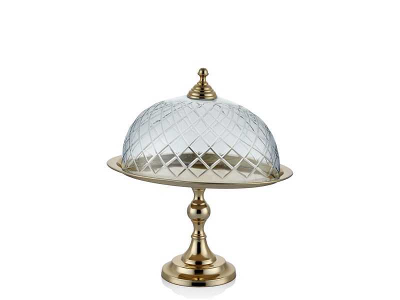 OVAL AYAKLI CAM KAPAKLI GOLD KEK STANDI  30,5X24,5X38 CM