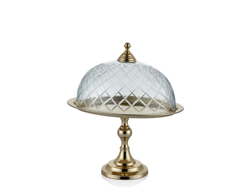 OVAL AYAKLI CAM KAPAKLI GOLD KEK STANDI  30,5X24,5X38 CM
