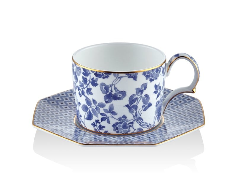 Regency Damask - Çay Fincanı ve Tabağı Mavi