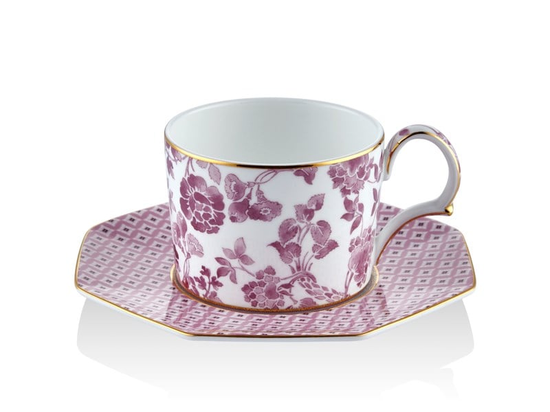 Regency Damask - Çay Fincanı ve Tabağı Pembe