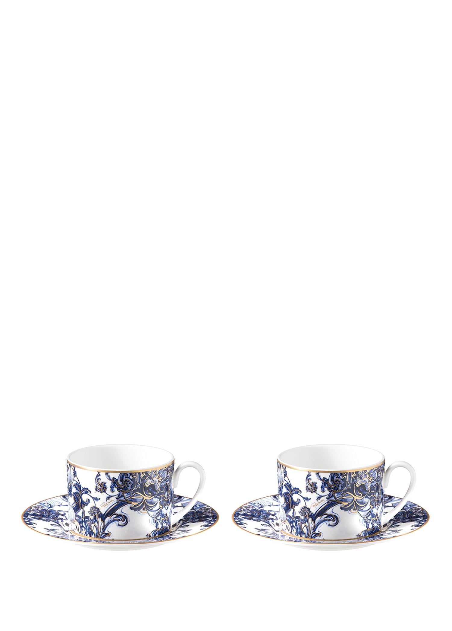 ROBERTO CAVALLI AZULEJOS - 2 KISILIK KAHVE/CAY FINCAN VE TABAGI, 0,22 L, 4 PARCA