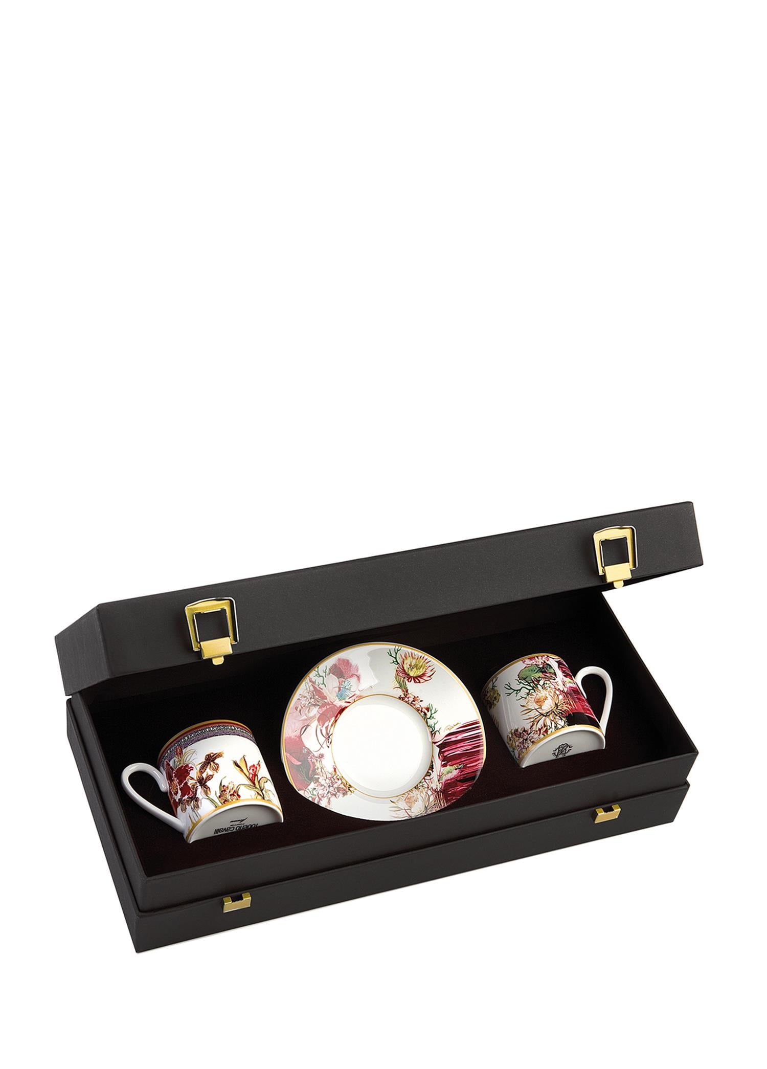 ROBERTO CAVALLI FLOWERS - 2 KISILIK TURK KAHVESI FINCAN VE TABAGI, 0,12 L, 4 PARCA