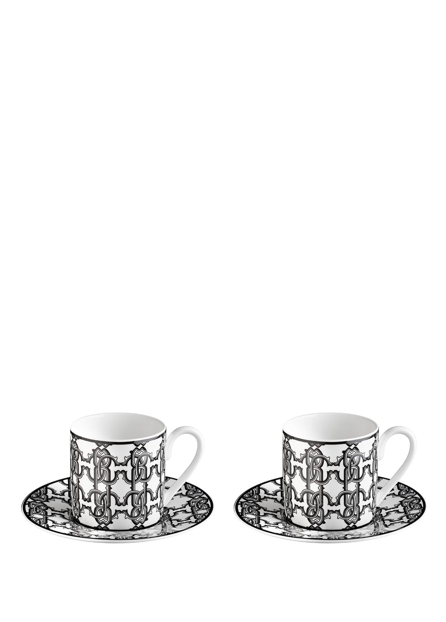 ROBERTO CAVALLI MONOGRAM BLACK - 2 KISILIK TURK KAHVESI FINCAN VE TABAGI, 0,12 L, 4 PARCA