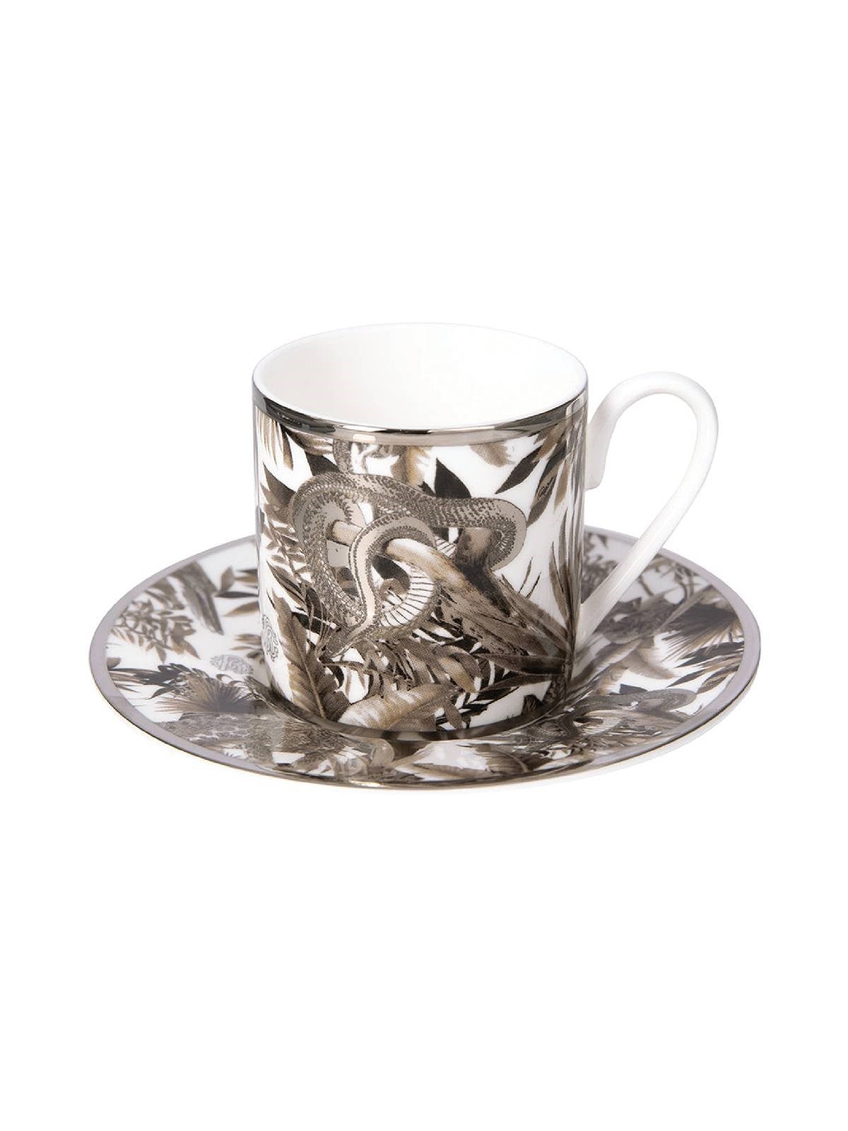 ROBERTO CAVALLİ – TROPİCAL JUNGLE WHİTE – COFFEE CUP & SAUCER – CYLINDRIC SHAPE (6PCS)