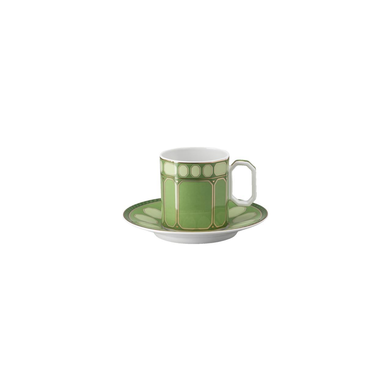 ROSENTHAL X SWAROVSKI SIGNUM FERN - KAHVE/CAY FINCAN VE TABAGI, YESIL, 0,18 L