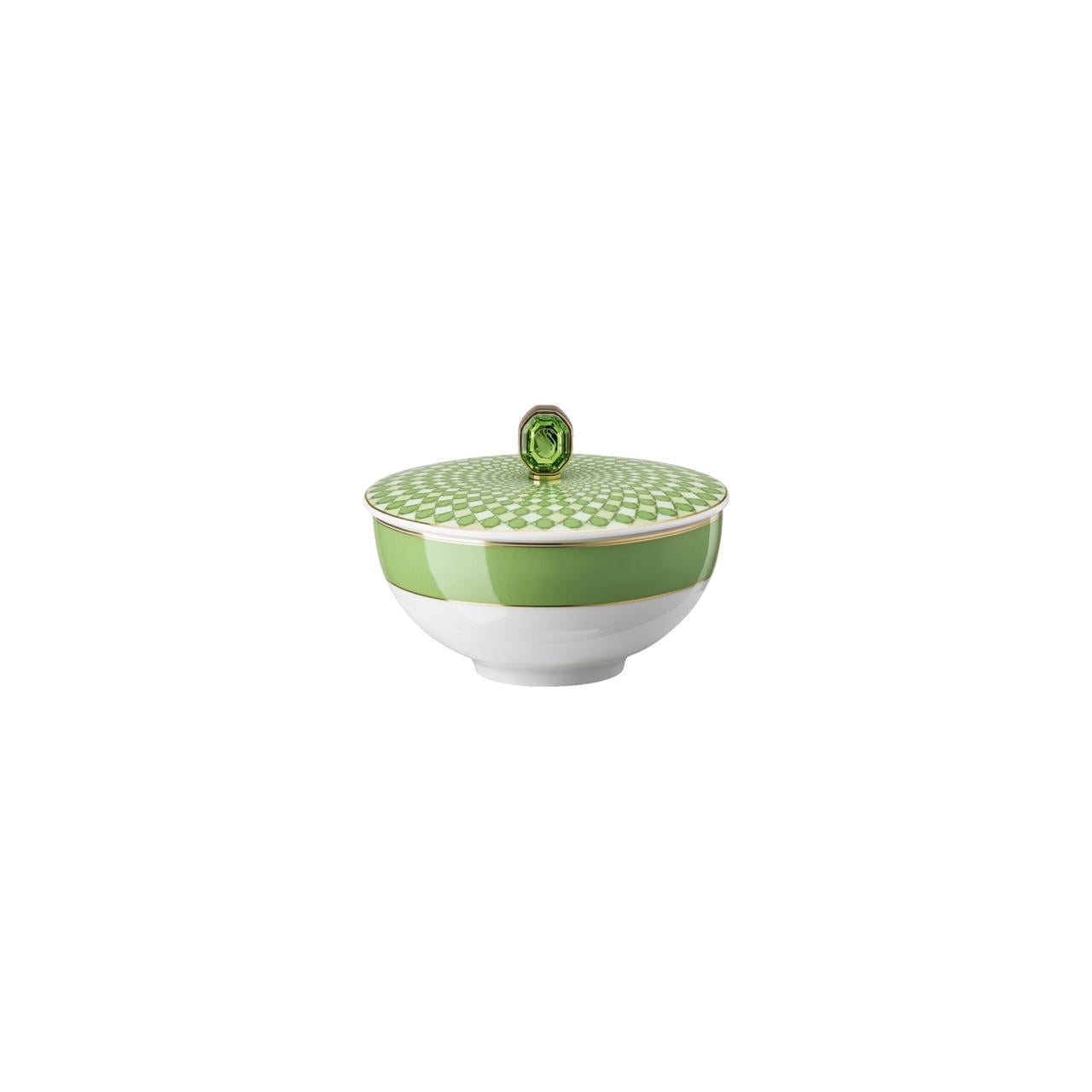 ROSENTHAL X SWAROVSKI SIGNUM FERN - KAPAKLI KASE, YESIL, 12 CM