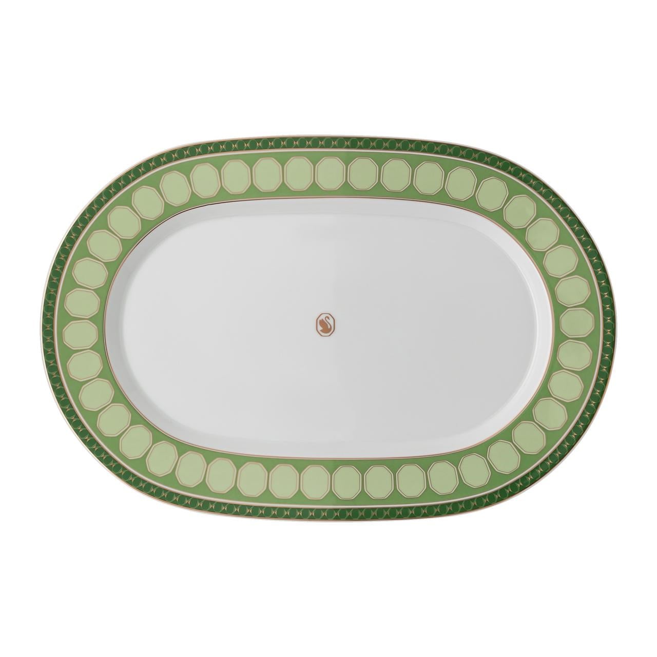 ROSENTHAL X SWAROVSKI SIGNUM FERN - OVAL SERVIS TABAGI, YESIL, 40 CM