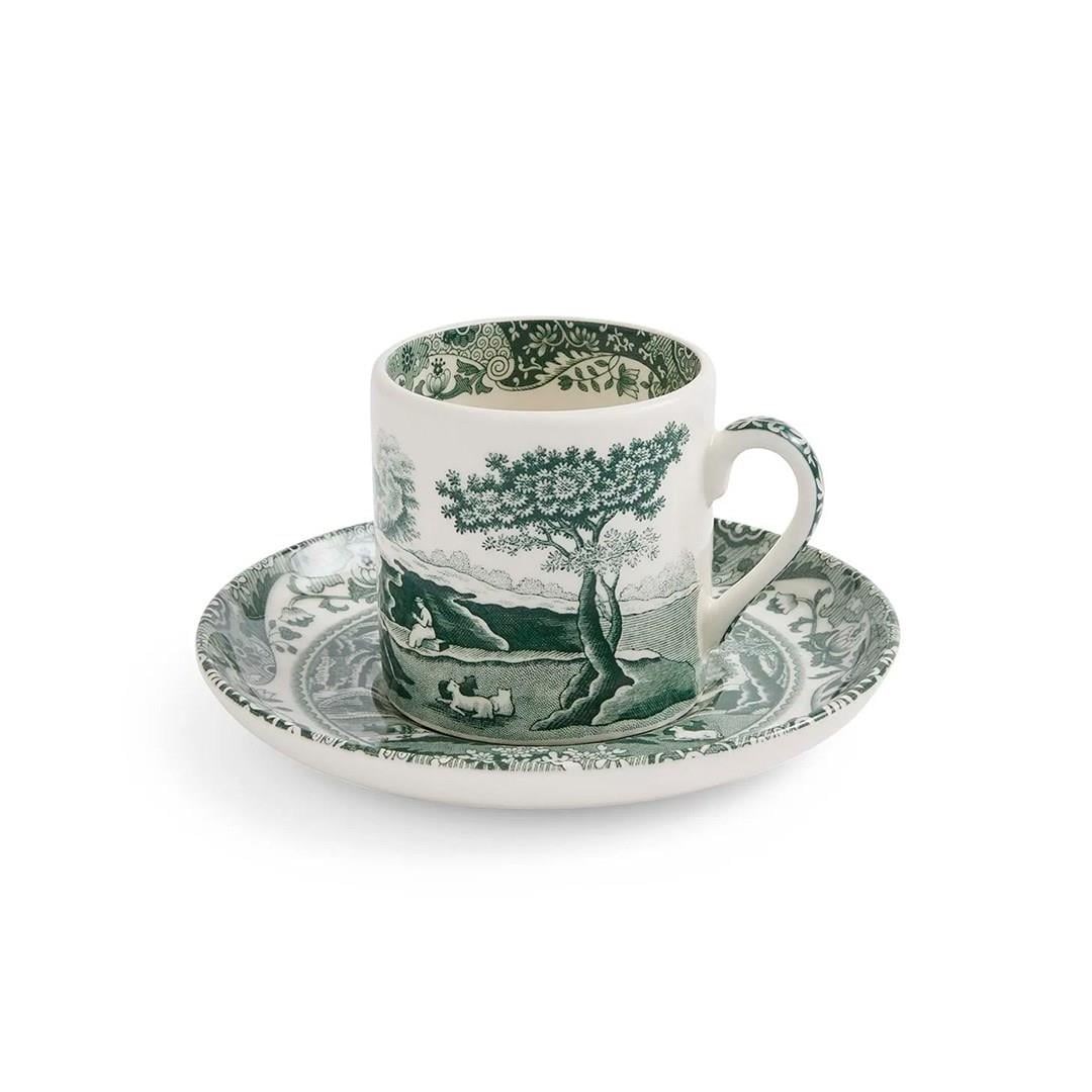 SPODE GREEN ITALIAN KAHVE FİNCAN+TABAĞI