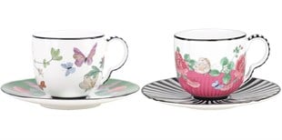 Kaleidoscope 2’li Çizgili ve Mavi Espresso Fincanı ve Tabağı Seti