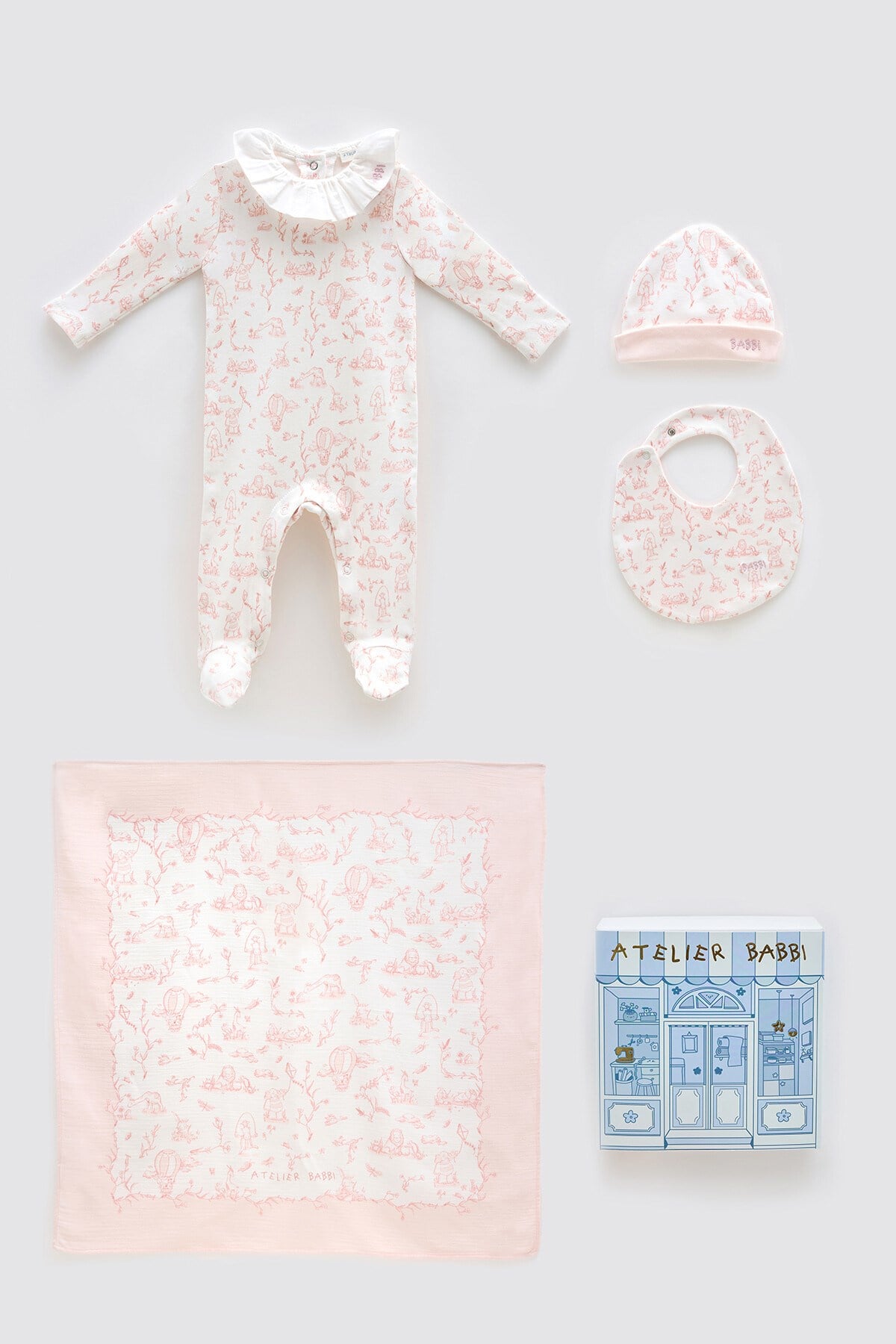 4'Lü Yenidoğan Seti - Toile De Jouy / Pembe