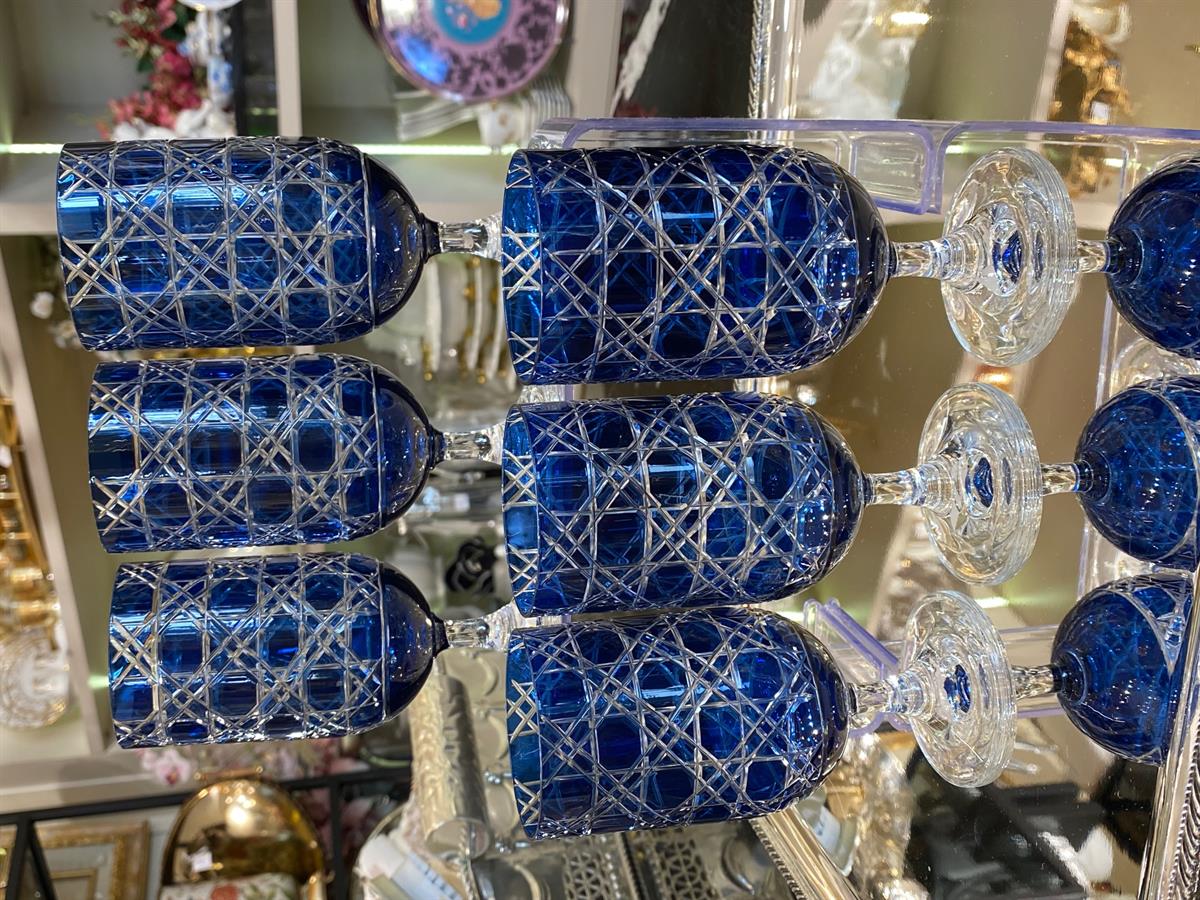 Altılı Mavi Hasır Rona Model Kahve Yanı Bardak