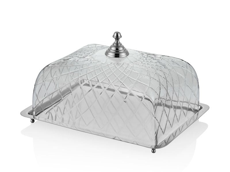 DIKDORTGEN CAM KAPAKLI NICKEL KEK STANDI 31,5X24,5X18,5 CM