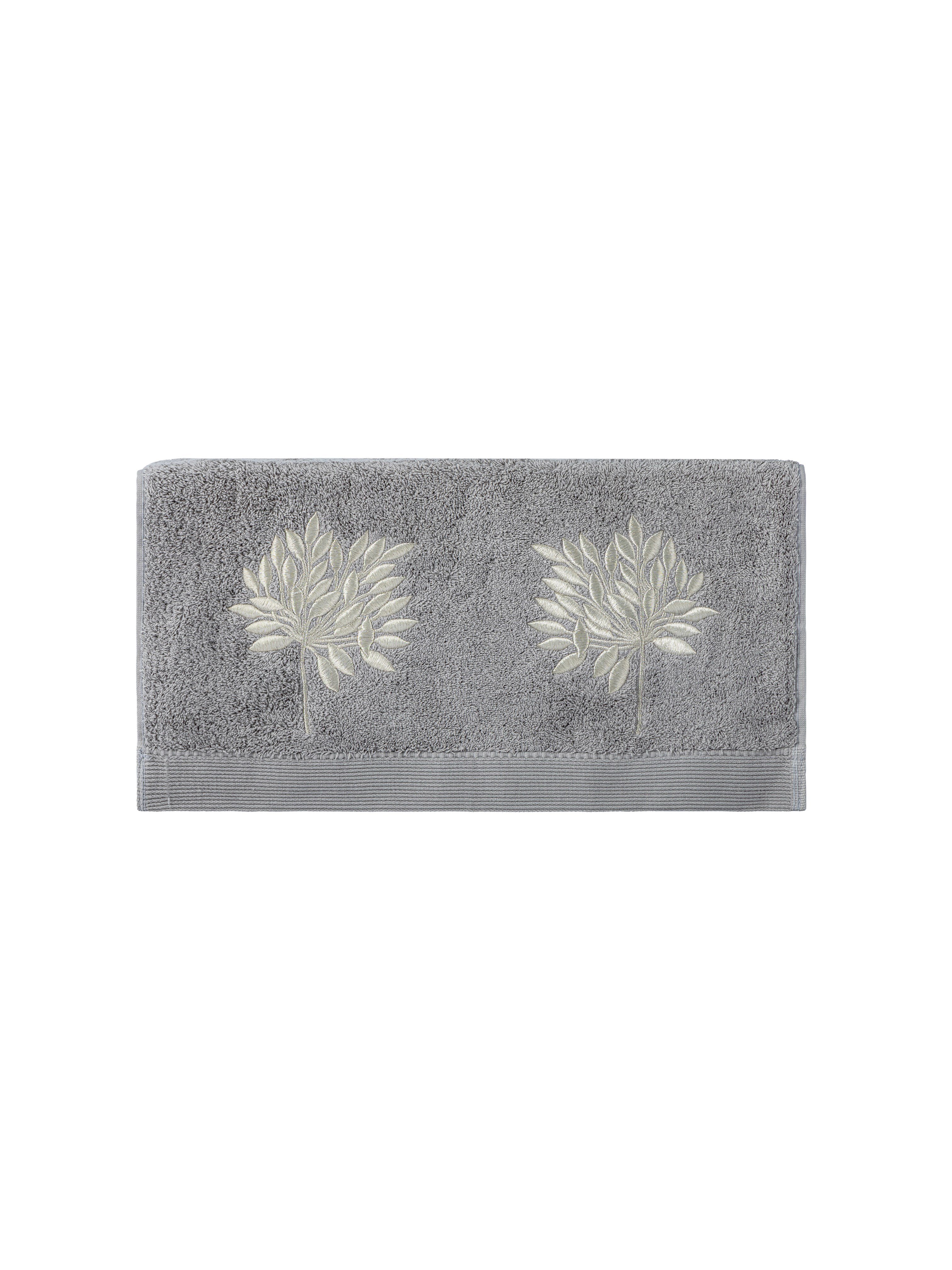 GRİ PALMİYE NAKIŞLI YÜZ HAVLUSU 50X90 CM