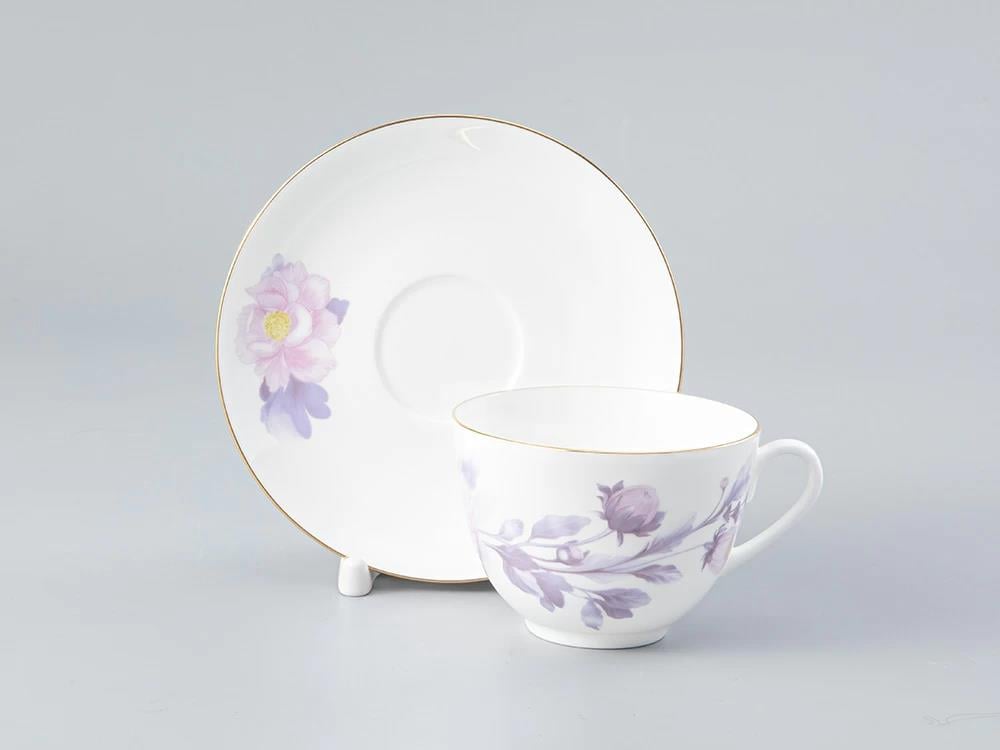 IMPERIAL ÇAY FİNCANI VE FİNCAN TABAĞI. SPRİNG-2. NARİN ŞAKAYIK (MOR) KEMİK/ 250 ML