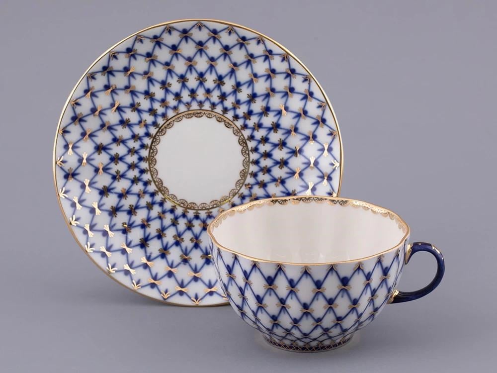 IMPERIAL ÇAY FİNCANI VE TABAĞI LALE KOBALT AĞ