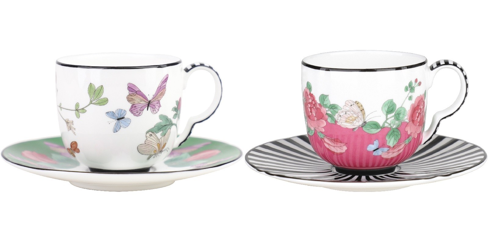 Kaleidoscope 2’li Çizgili ve Mavi Espresso Fincanı ve Tabağı Seti