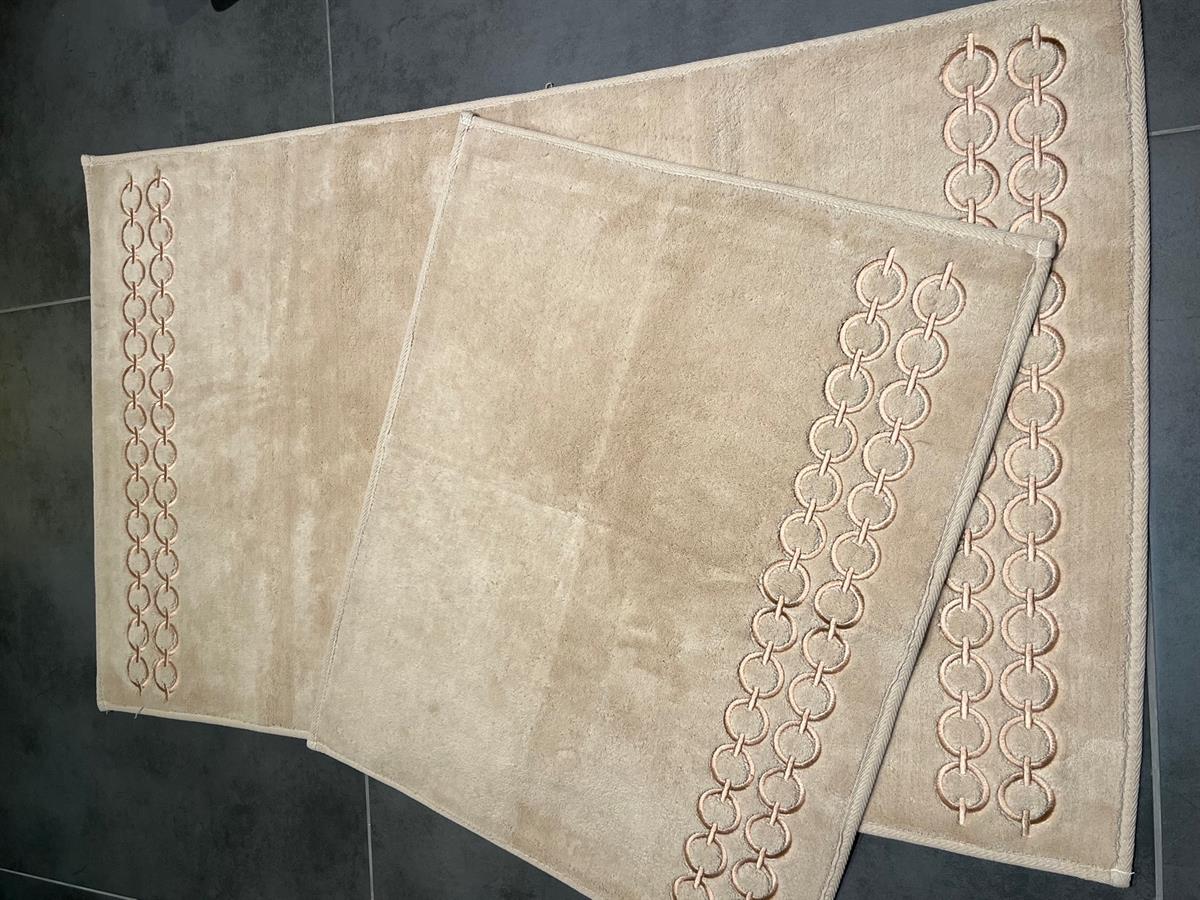 Kapiçino Halka Bronz Nakışlı Dikdörtgen Paspas Takımı