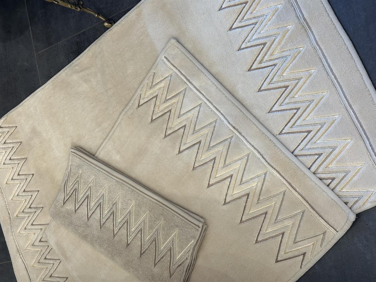 Kapiçino Zigzag Model Nakışlı Paspas Takımı
