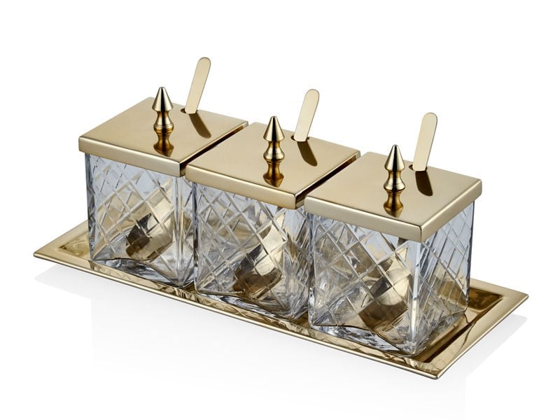 KARE GOLD 3LU BAHARATLIK SETI 32,5X13X12,5 CM