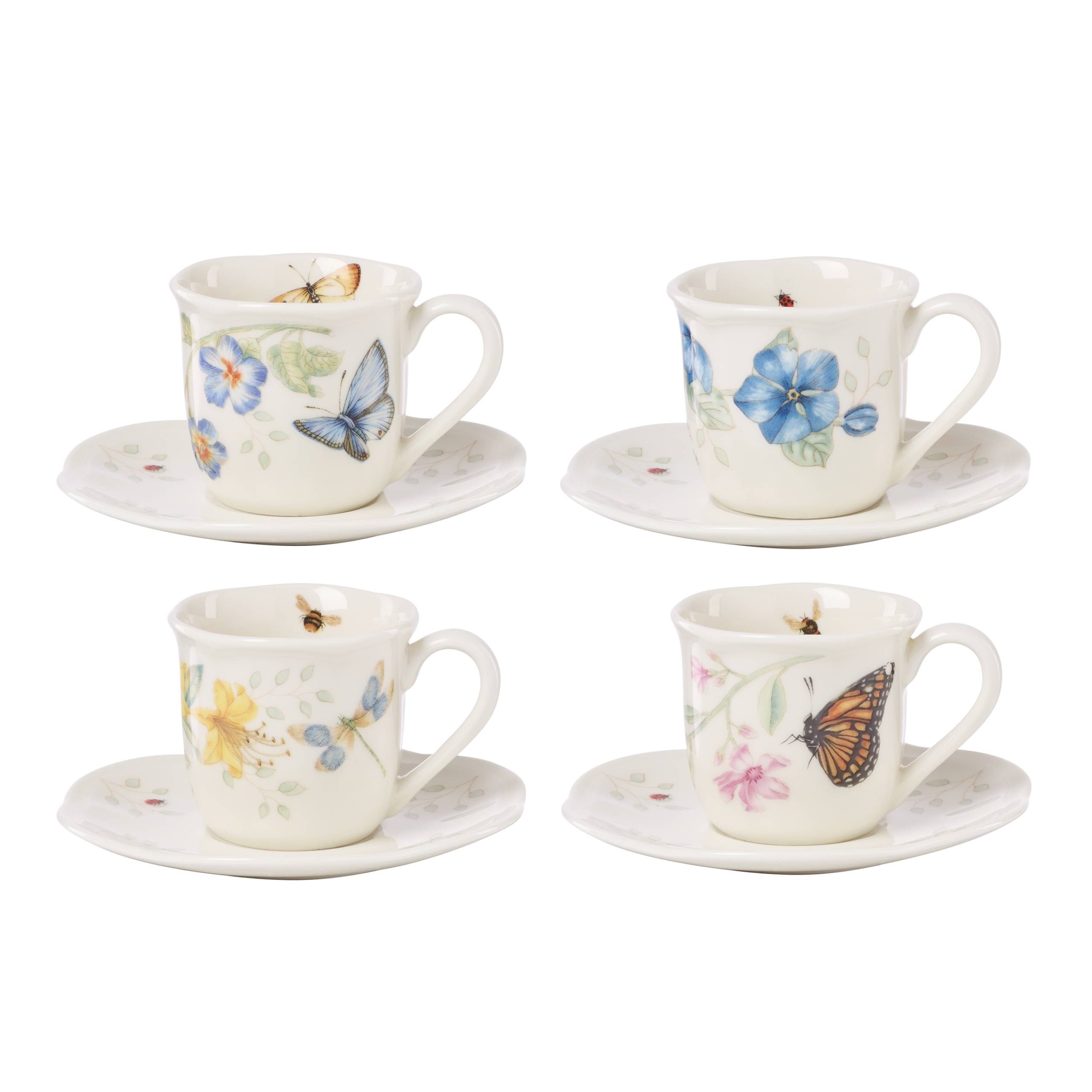 LENOX BUTTERFLY - 4 KISILIK TURK KAHVESI FINCAN VE TABAGI, 0,12 L