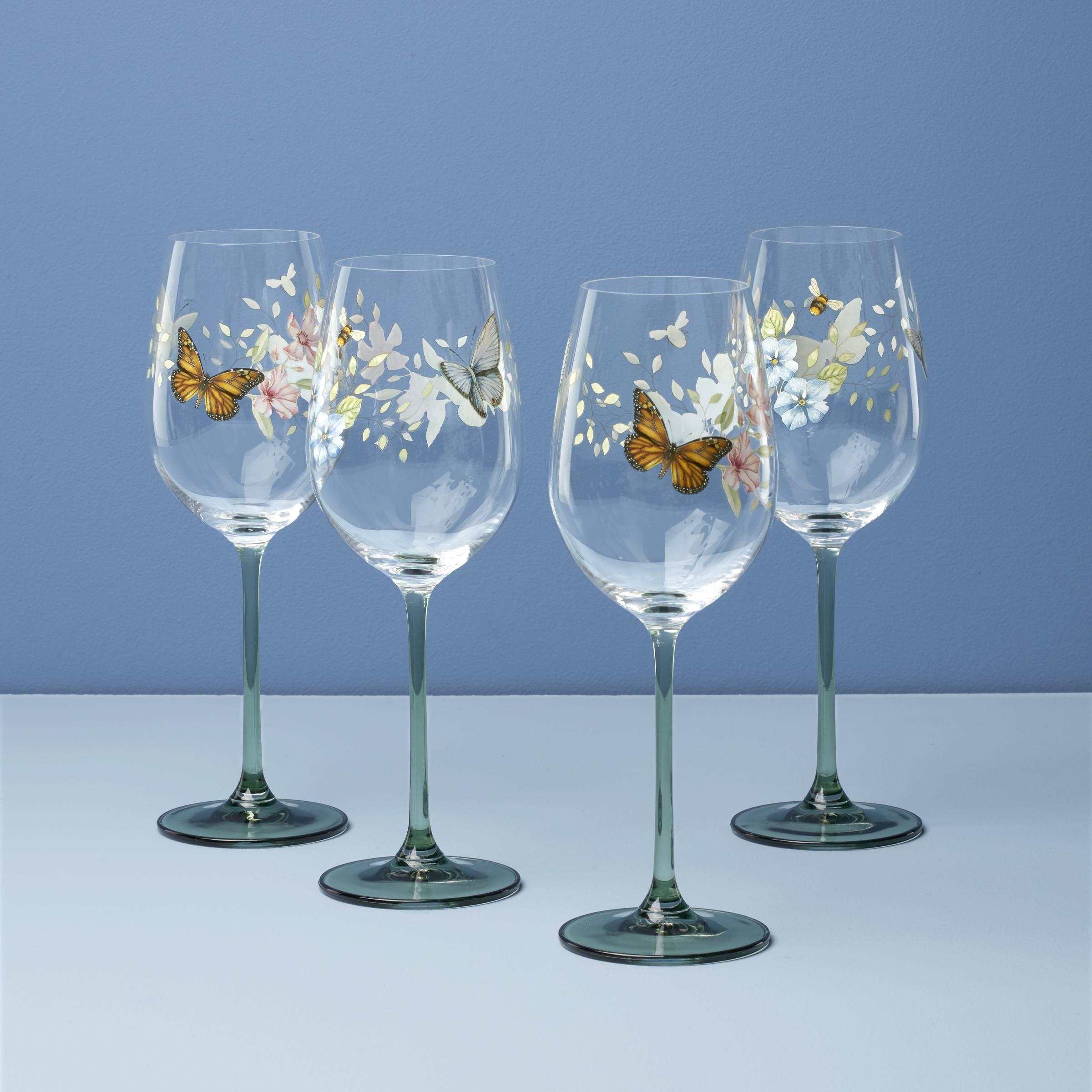 LENOX BUTTERFLY - BEYAZ SARAP KADEHI, 4'LU SET, 26 CM, 0,47 L