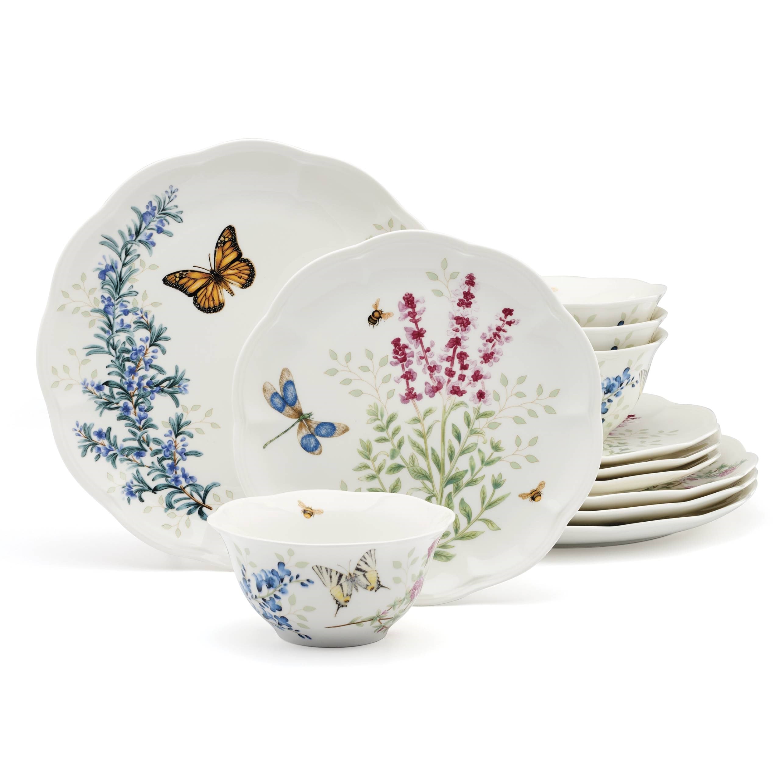 LENOX BUTTERFLY HERBS- 12 PARCA SET, 4 KISILIK (YEMEK, ACCENT, KASE)