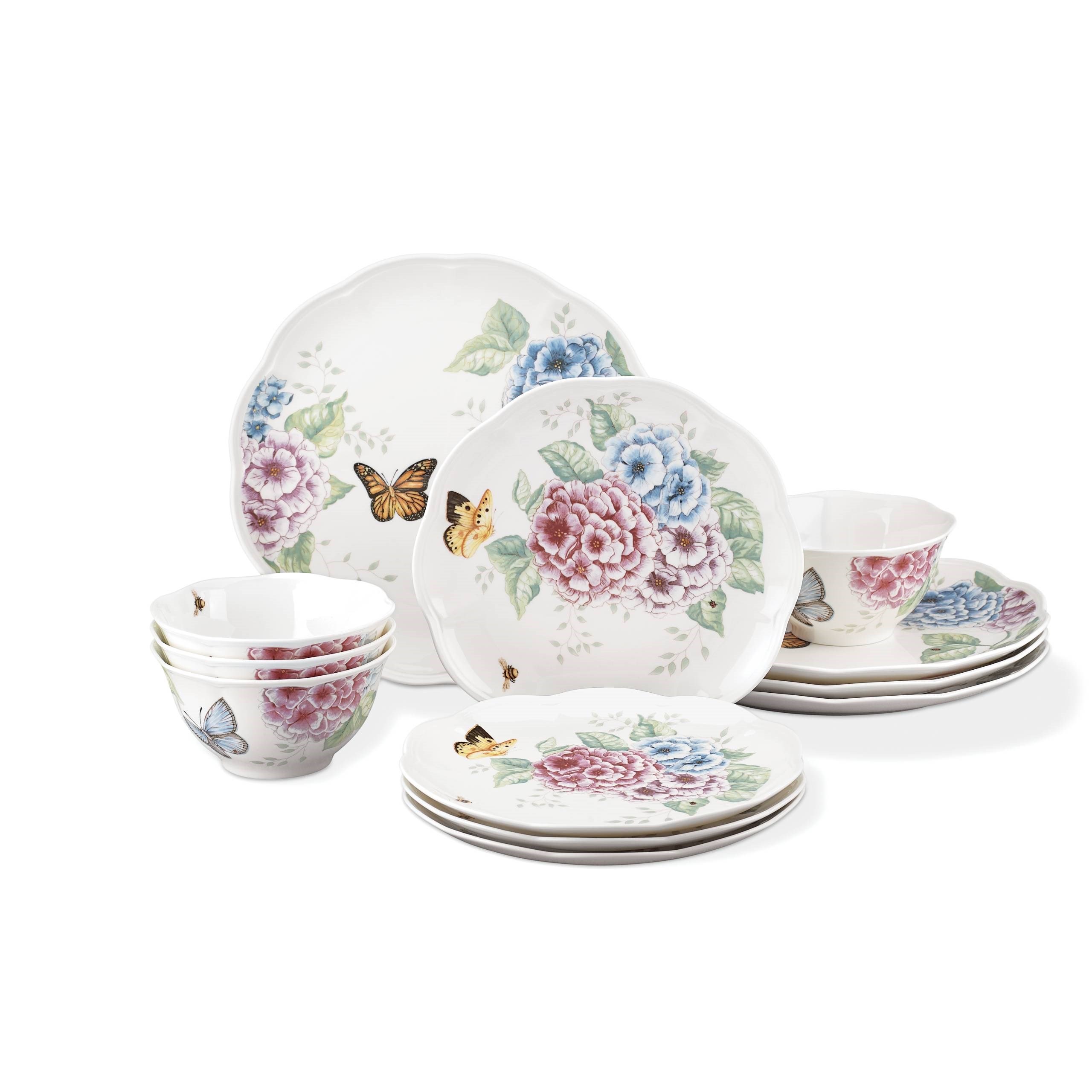 LENOX BUTTERFLY HYDRANGEA - 12 PARCA SET, 4 KISILIK (YEMEK, ACCENT, KASE)