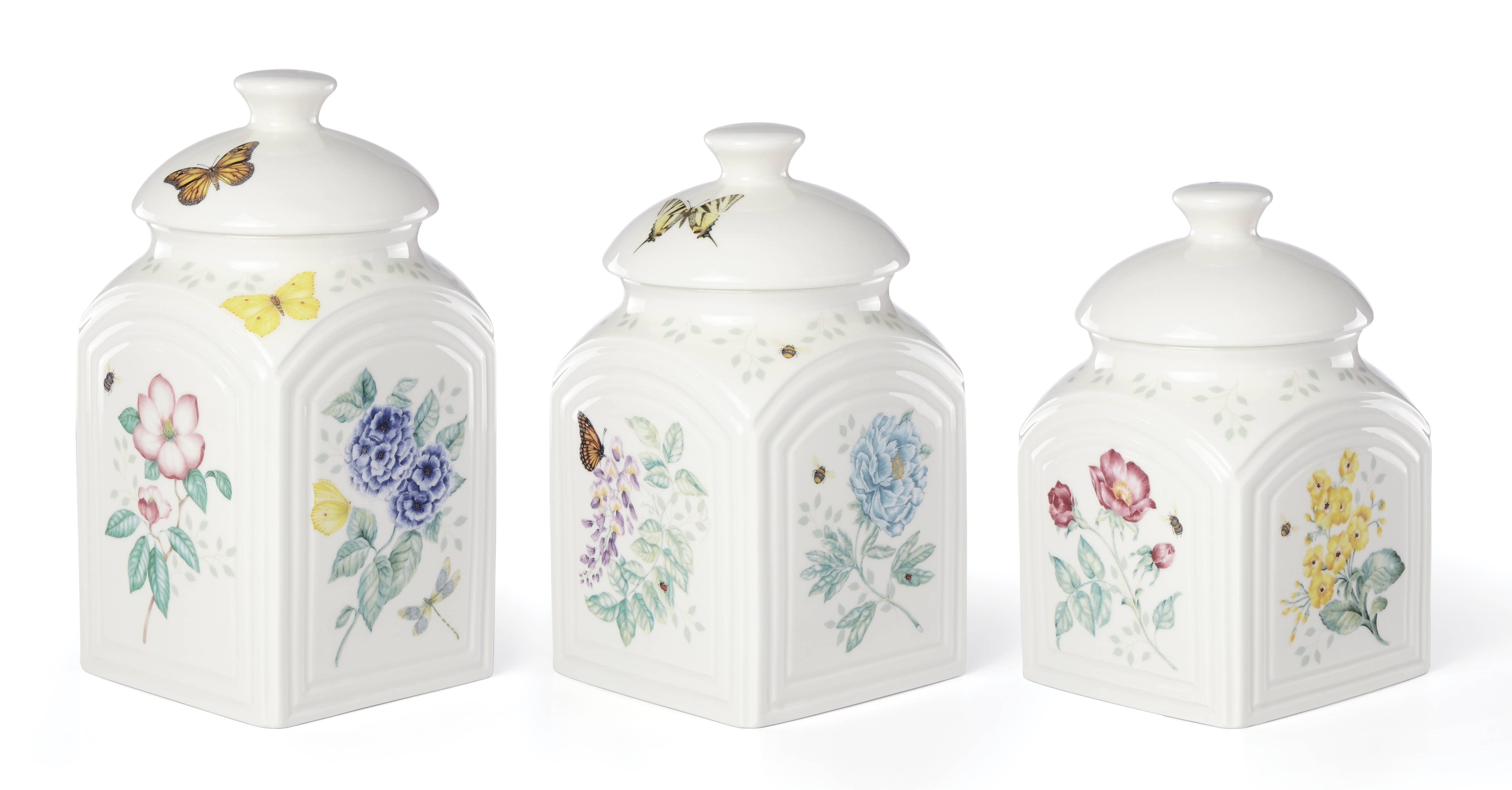 LENOX BUTTERFLY - KAVANOZ, 3'LU SET, KARE, 21,6 CM, 22,9 CM, 25,4 CM