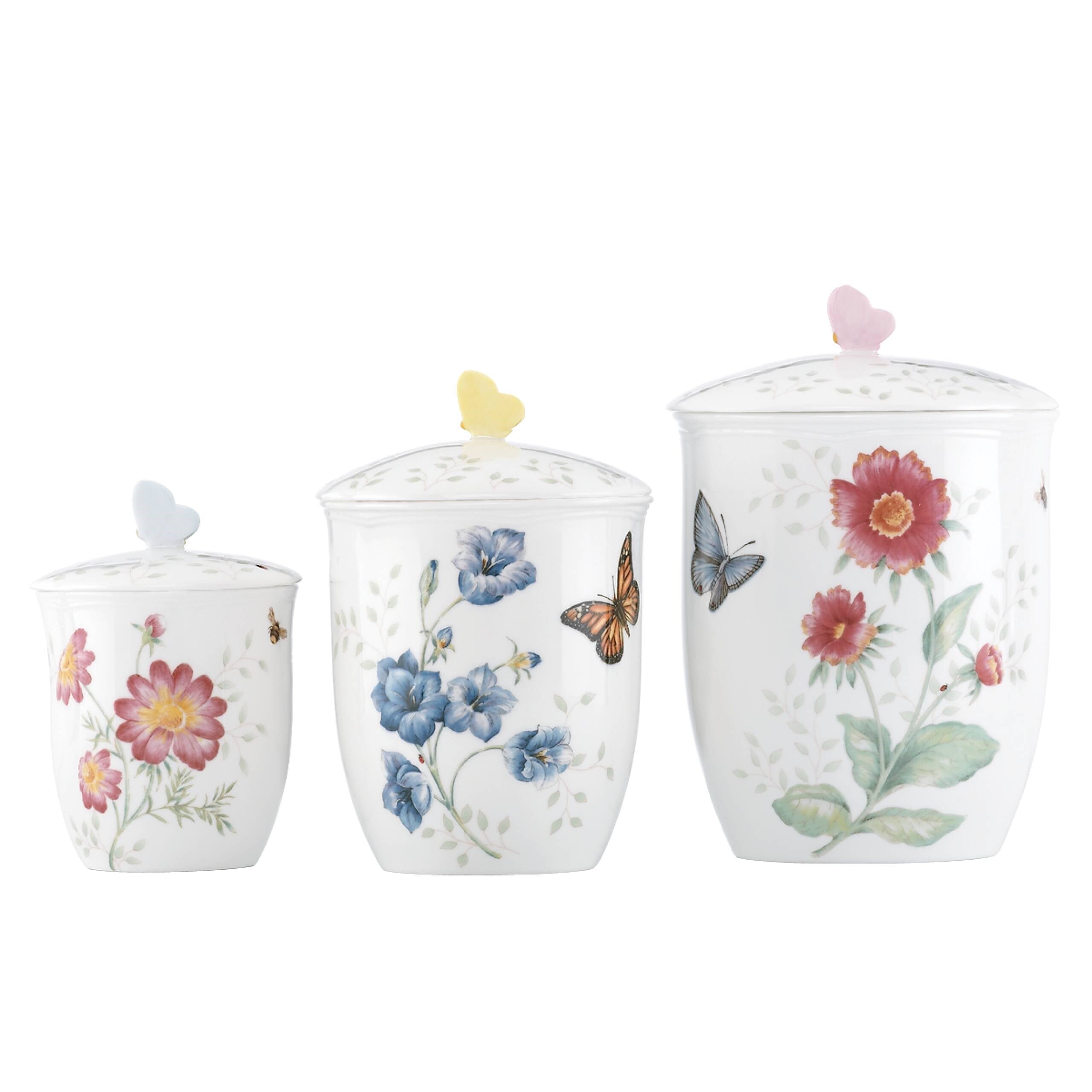 LENOX BUTTERFLY - KAVANOZ, 3'LU SET, YUVARLAK, 14.6 CM, 19.1 CM, 22.2 CM