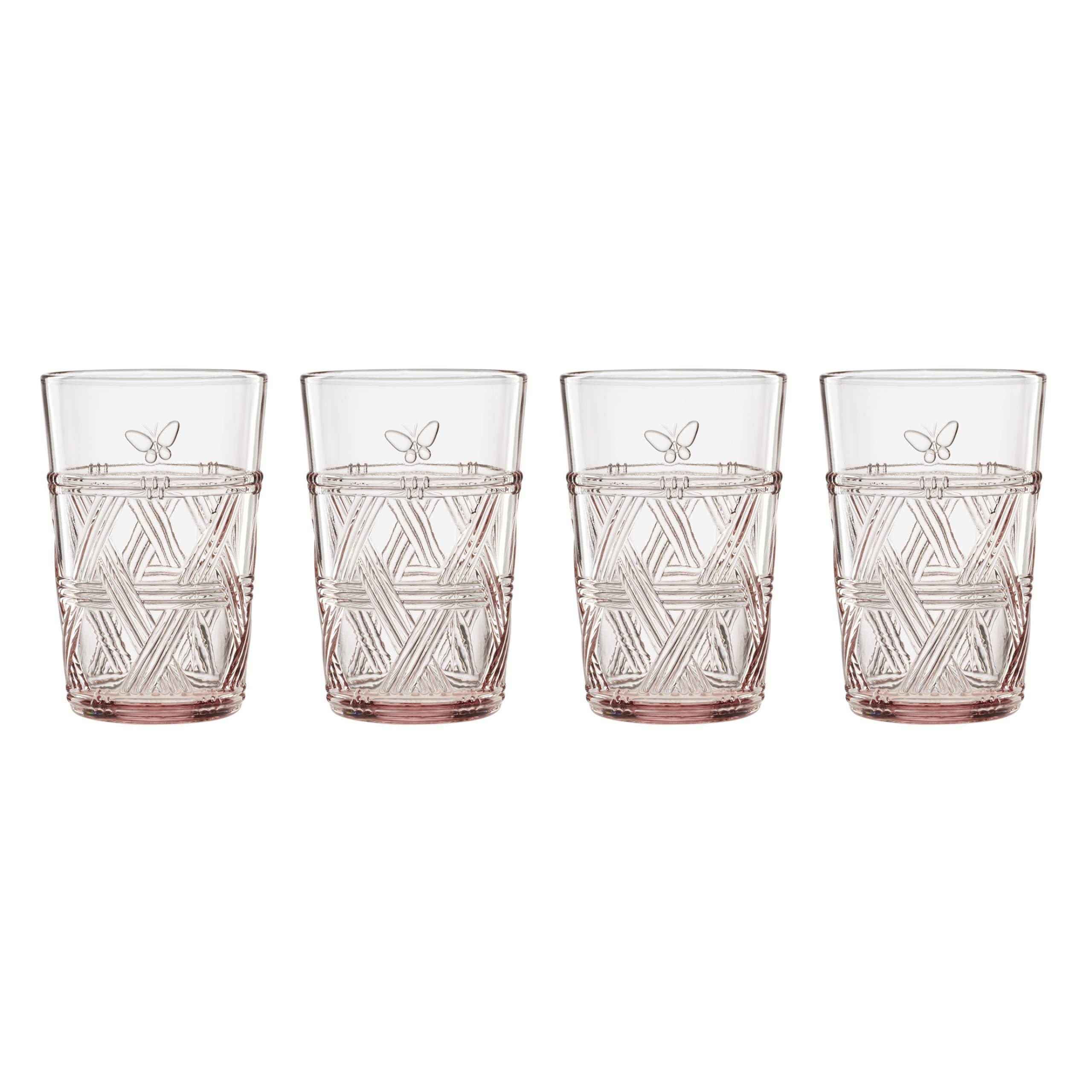 LENOX BUTTERFLY - SU/MESRUBAT BARDAGI, 4'LU SET, PEMBE, 12,7 CM, 0,36 L