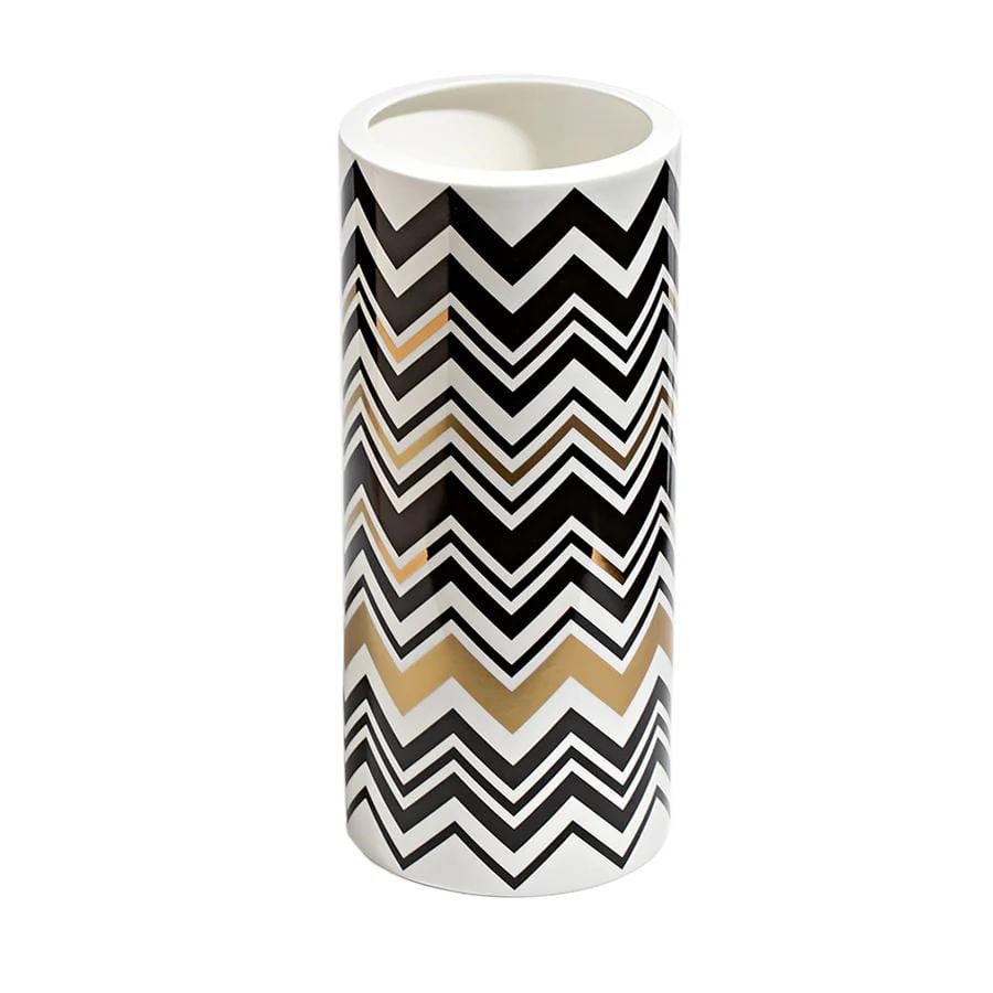 MISSONI ZIG ZAG GOLD - SIYAH-GOLD, VAZO, 36 CM