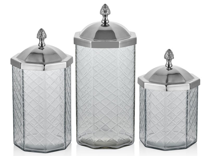 NICKEL OCTANGLE 3LU KAVANOZ SETI 11,5X17 11,5X22 11,5X25 CM