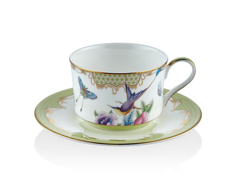 Papillons Green - Çay Fincanı ve Tabağı