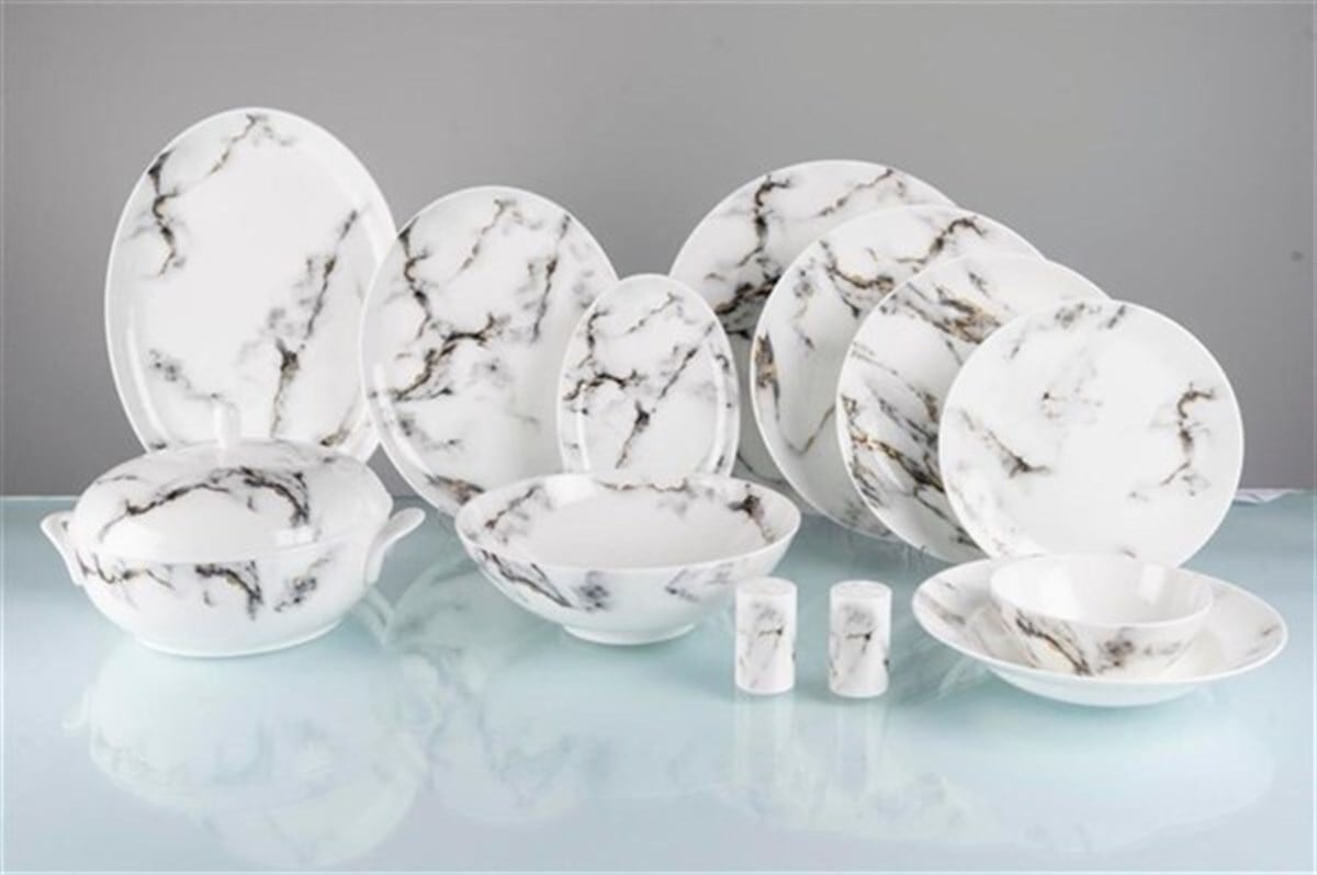 Prouna Marble Venice Fog 72 Parça 12 Kişilik Yemek Seti