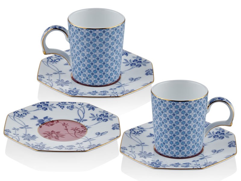 Regency Damask - 2li Kahve Fincan Seti Mavi