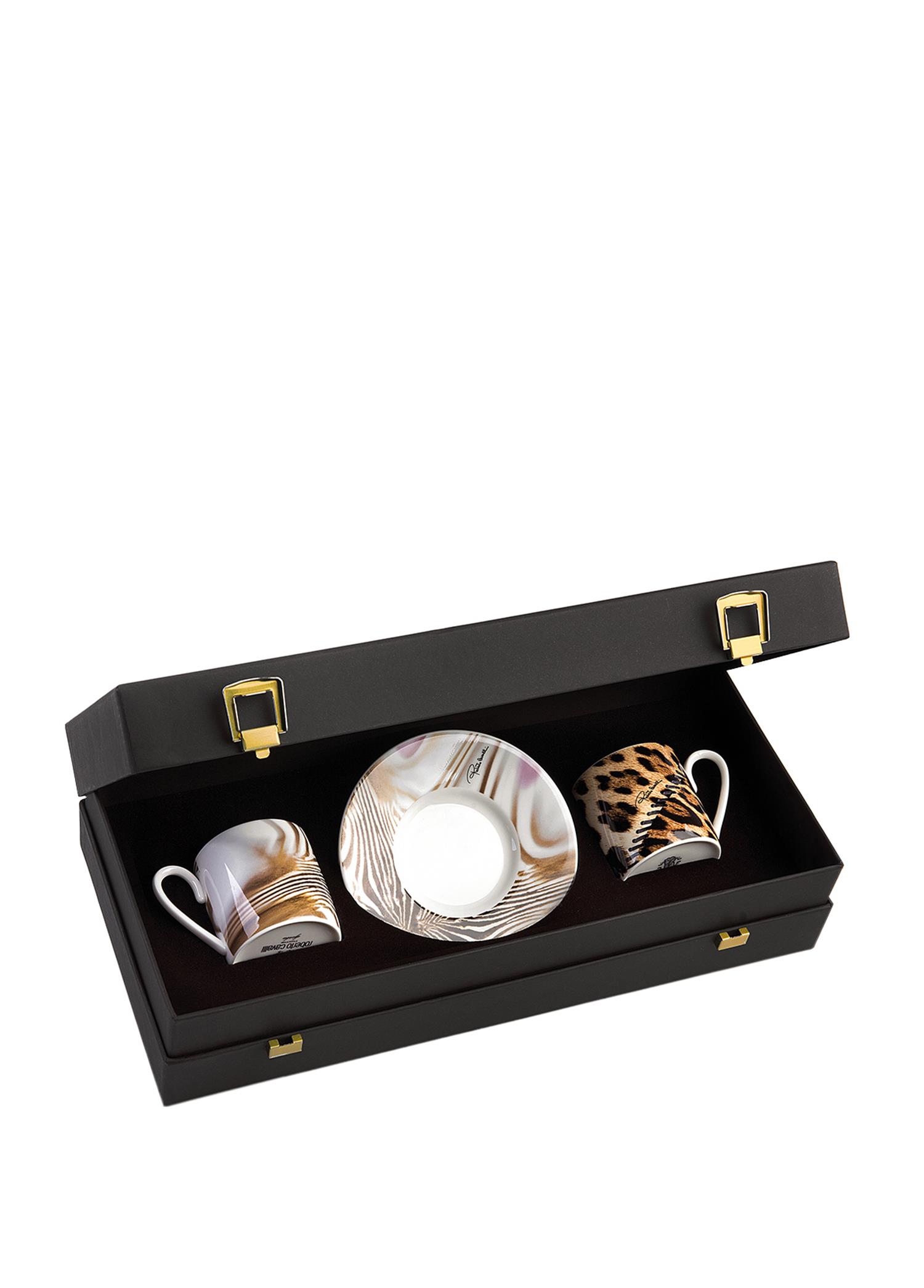 ROBERTO CAVALLI AFRICA - 2 KISILIK TURK KAHVESI FINCAN VE TABAGI, 0,12 L, 4 PARCA
