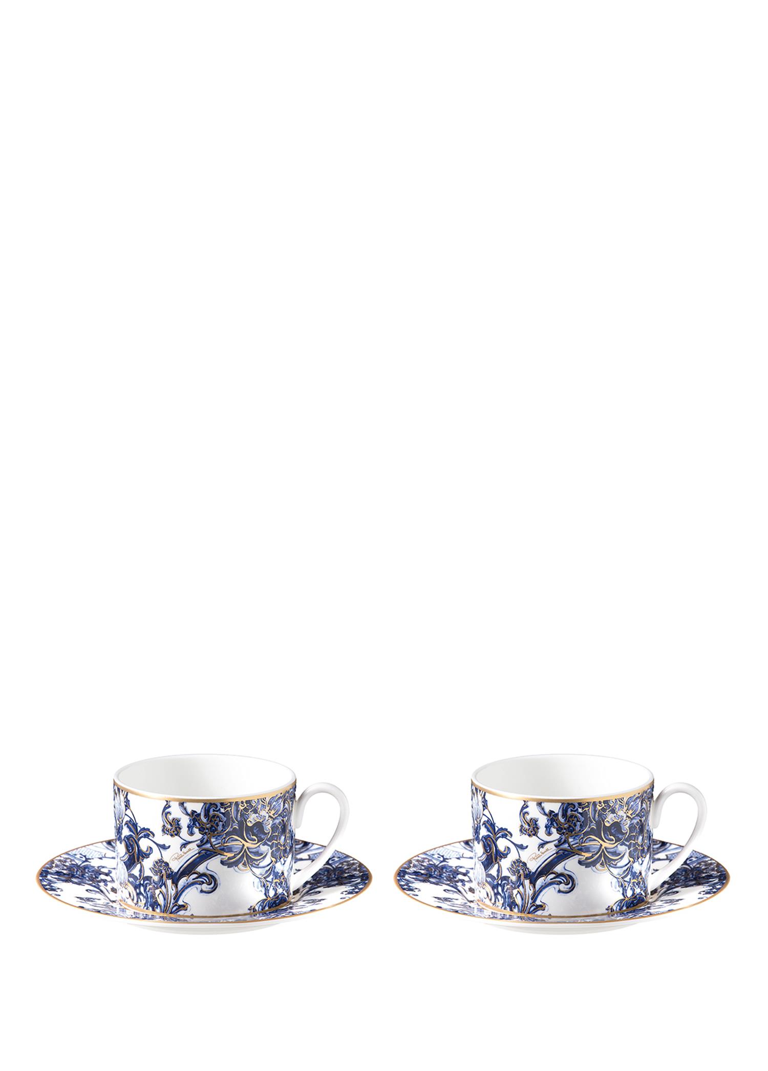 ROBERTO CAVALLI AZULEJOS - 2 KISILIK KAHVE/CAY FINCAN VE TABAGI, 0,22 L, 4 PARCA