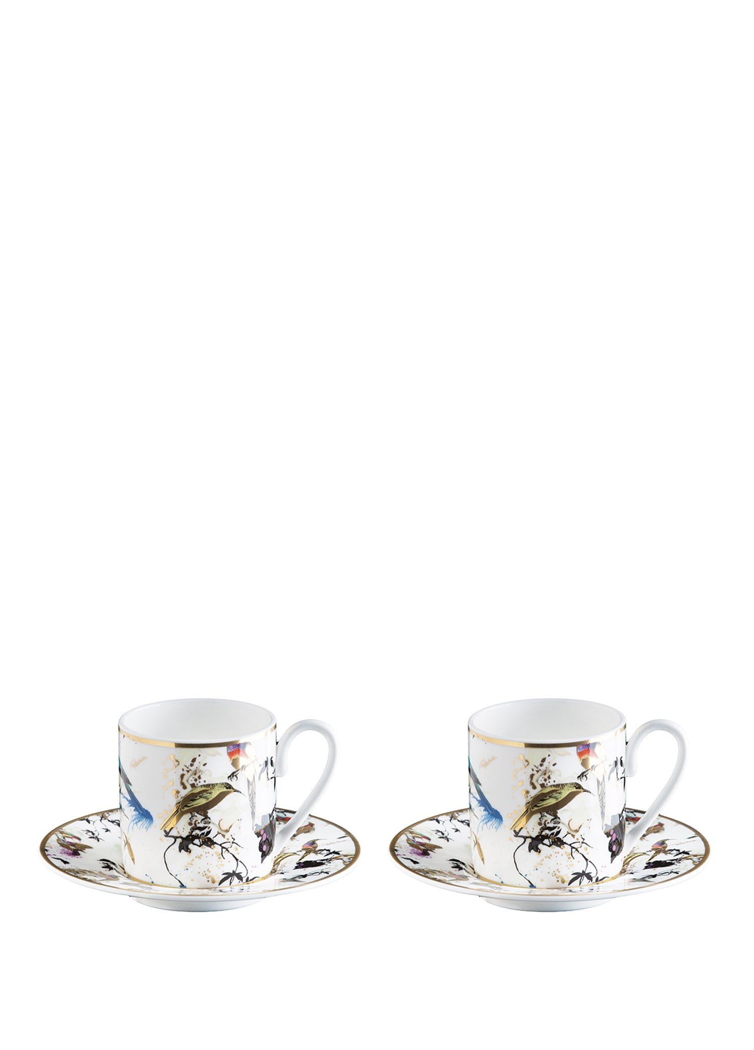 ROBERTO CAVALLI GARDENS BIRDS - 2 KISILIK TURK KAHVESI FINCAN VE TABAGI, 0,12 L, 4 PARCA