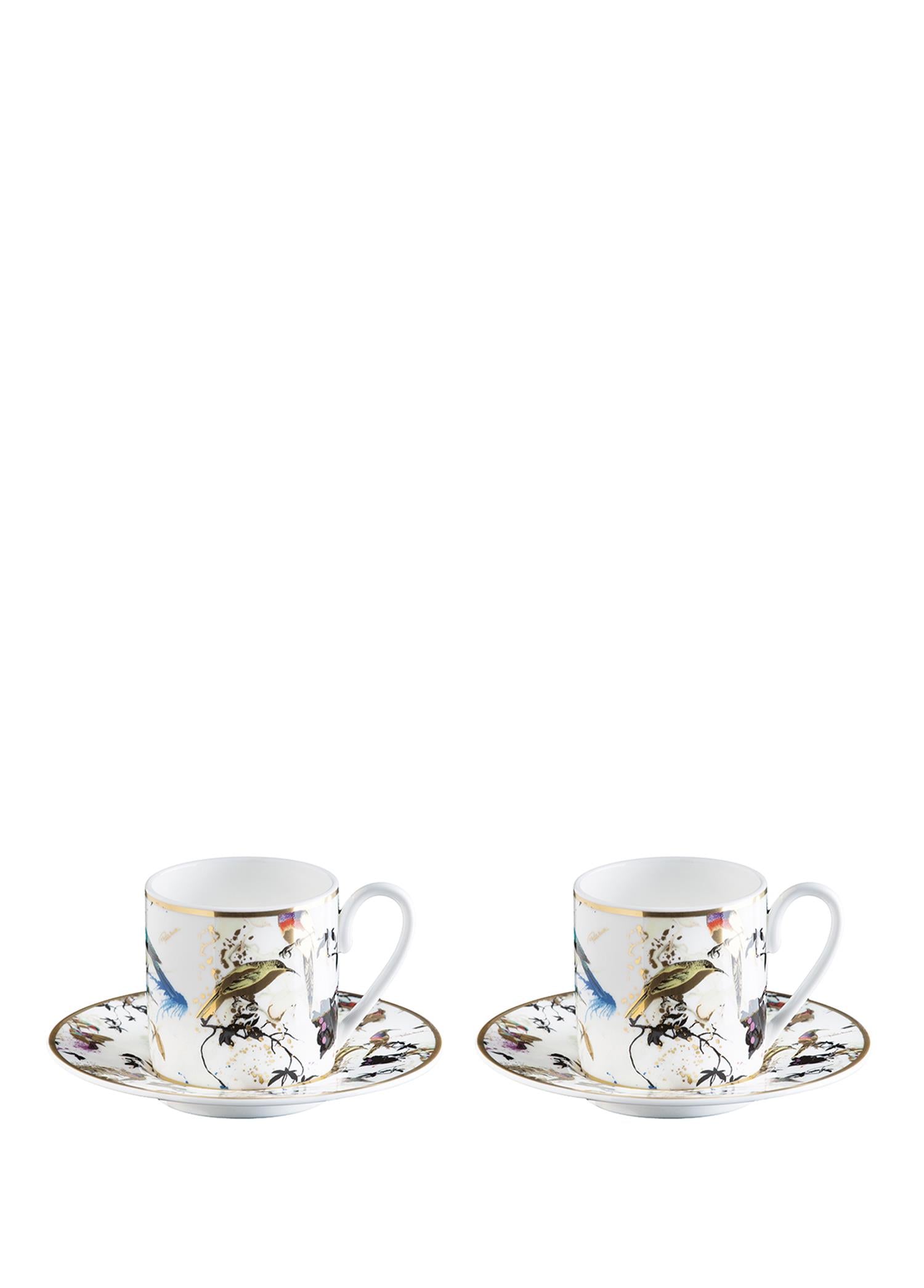 ROBERTO CAVALLI GARDENS BIRDS - 2 KISILIK TURK KAHVESI FINCAN VE TABAGI, 0,12 L, 4 PARCA