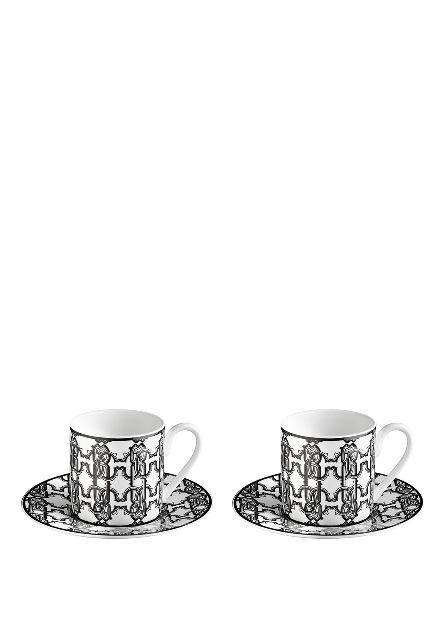 ROBERTO CAVALLI MONOGRAM BLACK - 2 KISILIK TURK KAHVESI FINCAN VE TABAGI, 0,12 L, 4 PARCA