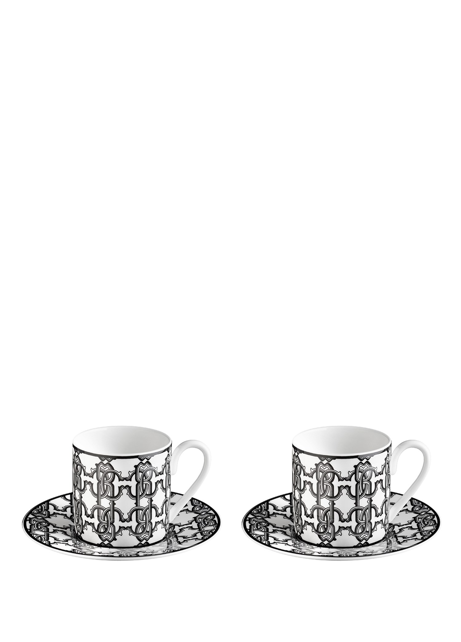 ROBERTO CAVALLI MONOGRAM BLACK - 2 KISILIK TURK KAHVESI FINCAN VE TABAGI, 0,12 L, 4 PARCA