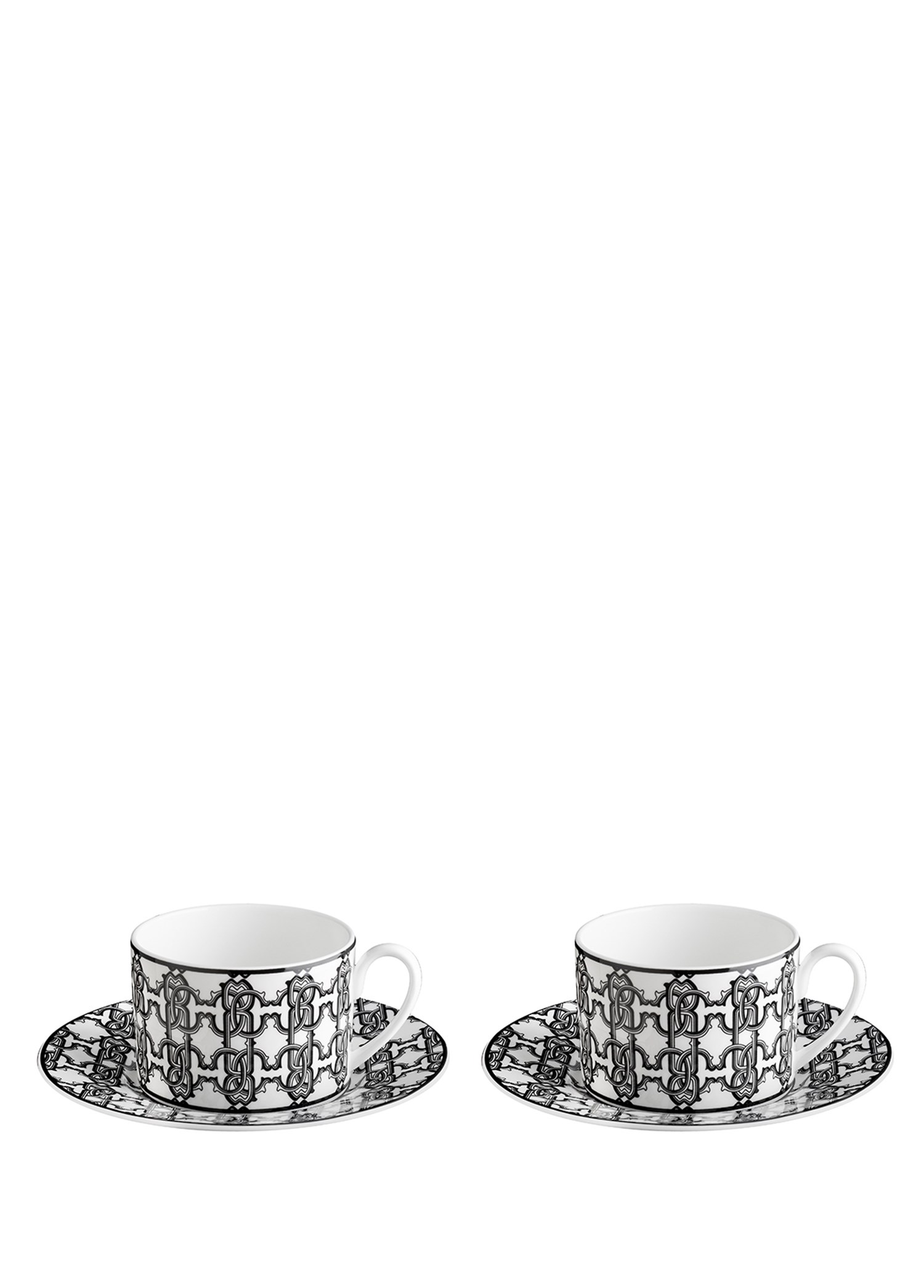 ROBERTO CAVALLI MONOGRAM BLACK - 2 KISILIK KAHVE/CAY FINCAN VE TABAGI, 0,22 L, 4 PARCA