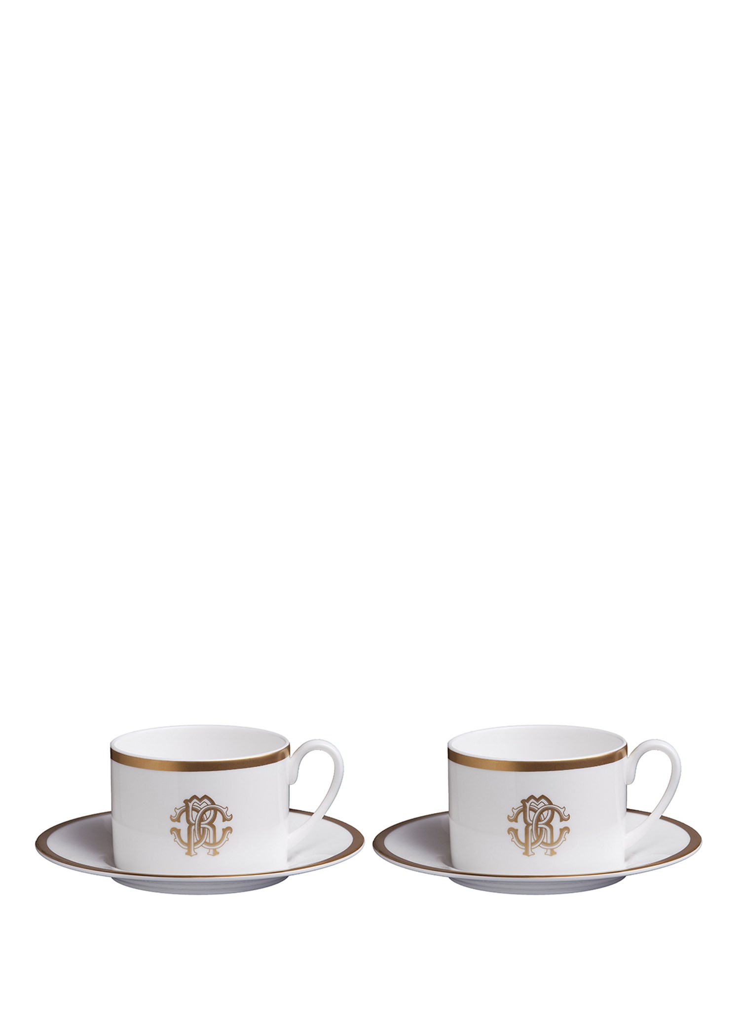 ROBERTO CAVALLI SILK GOLD - 2 KISILIK KAHVE/CAY FINCAN VE TABAGI, 0,22 L, 4 PARCA