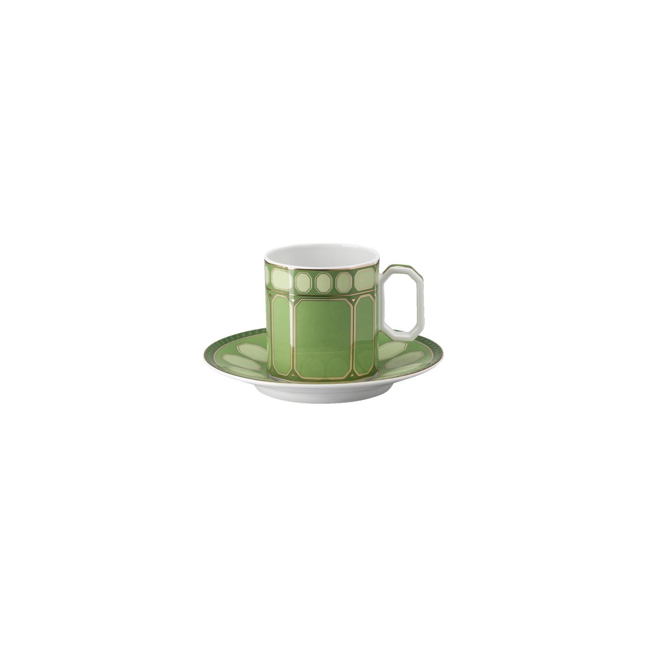 ROSENTHAL X SWAROVSKI SIGNUM FERN - KAHVE/CAY FINCAN VE TABAGI, YESIL, 0,18 L