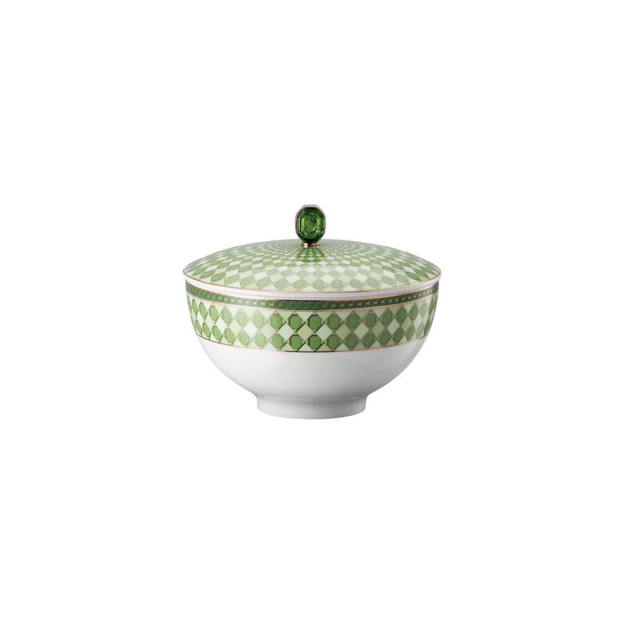 ROSENTHAL X SWAROVSKI SIGNUM FERN -KAPAKLI KASE, YESIL, 15 CM